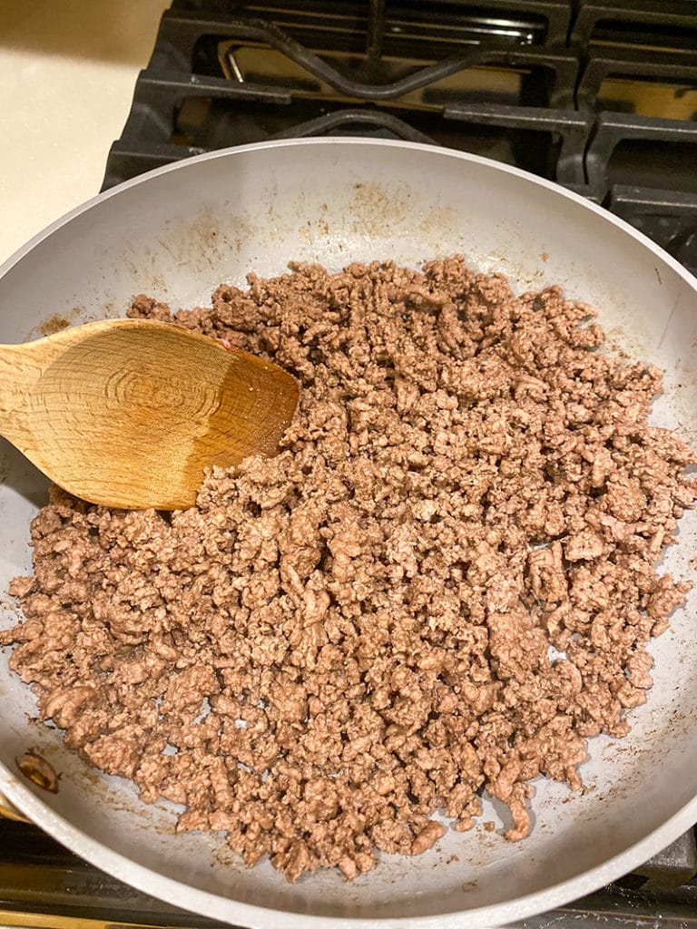 browning beef in pan