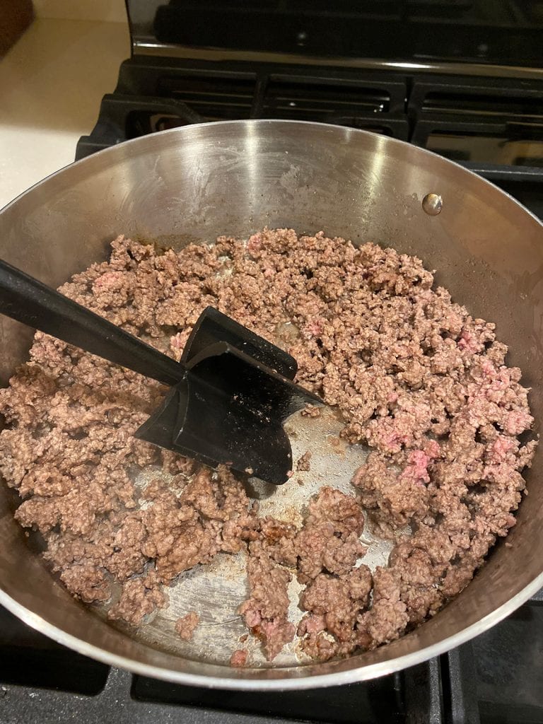 brown ground beef in pan