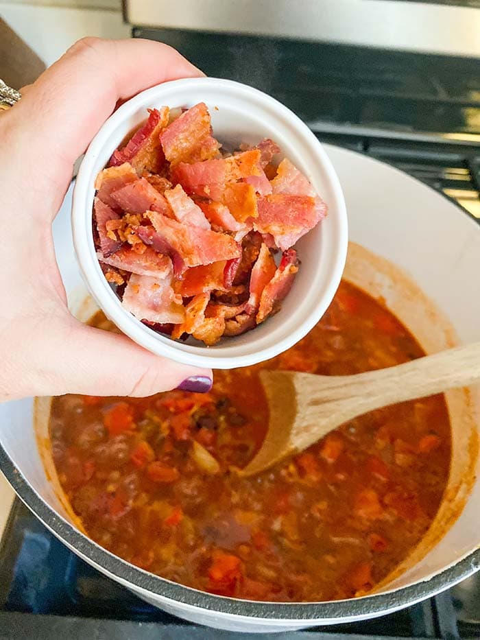 add bacon to easy black bean soup