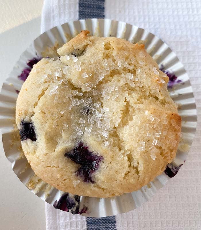 Easy Blueberry Muffins in wrapper