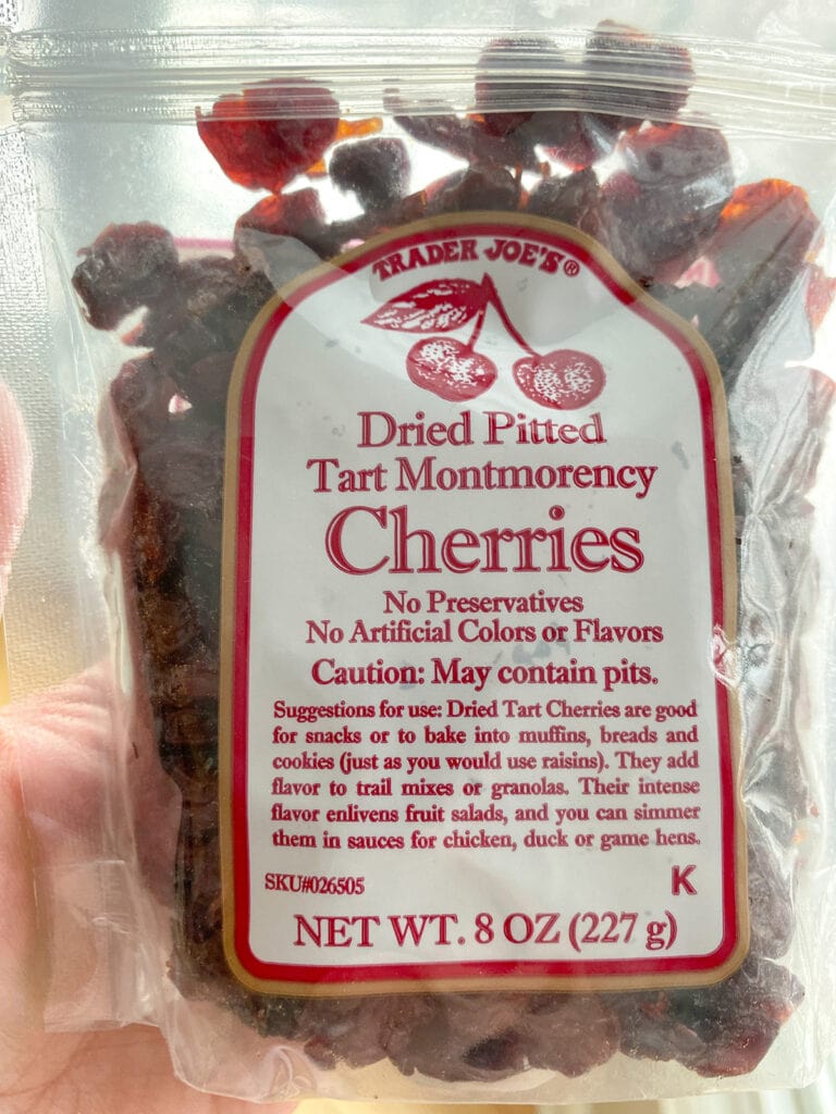 close up of trader joes dried cherries