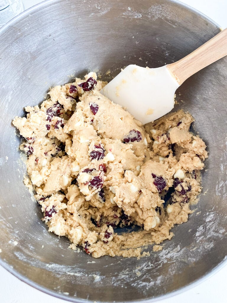 white chocolate cherry cookies batter chilled