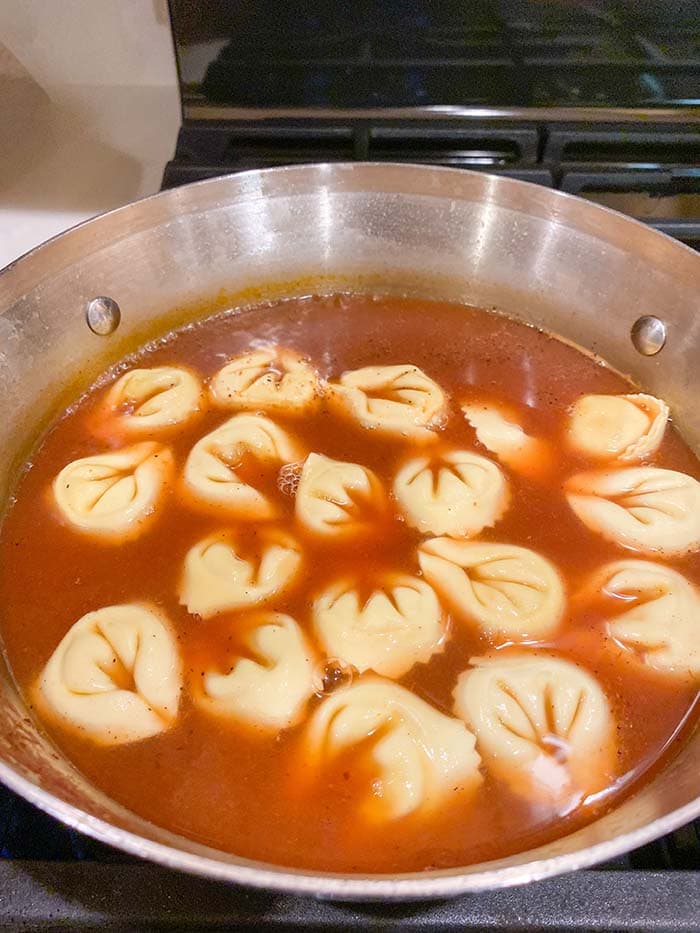 Easy Tortellini Soup in pot