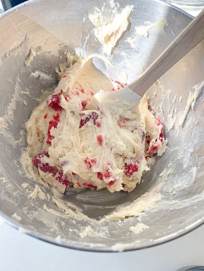 use spatula to stir in berries
