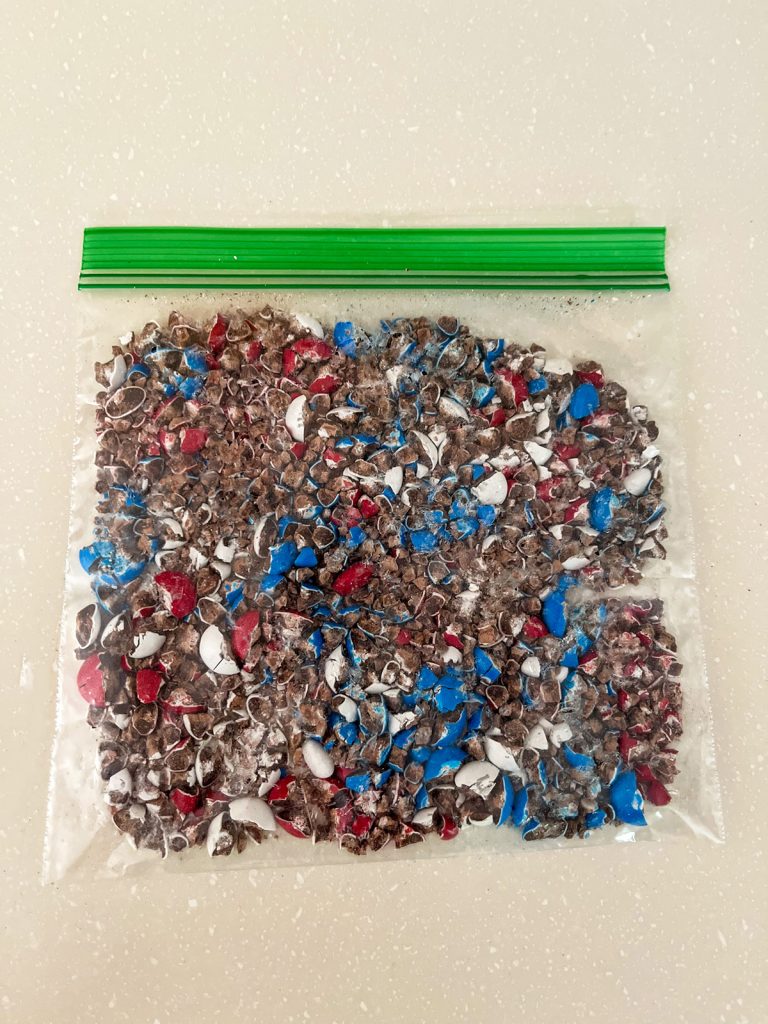 crushed red,white and blue m&ms