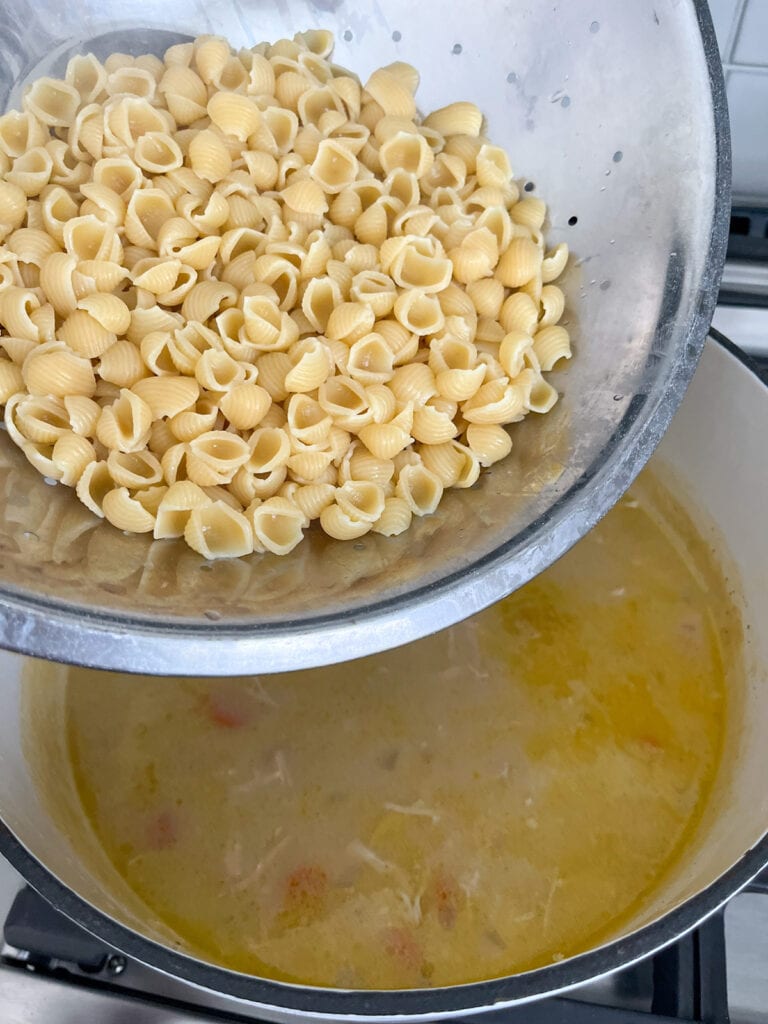 add noodles into soup pot