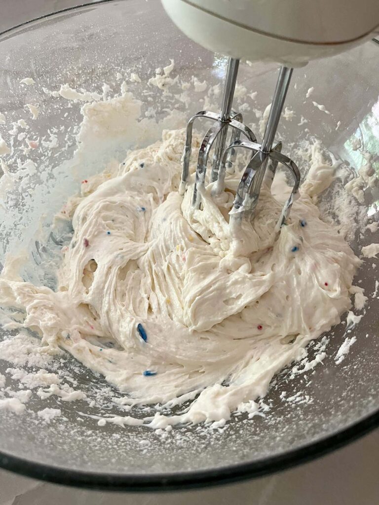 mixed up Funfetti Cake Dip ingredients