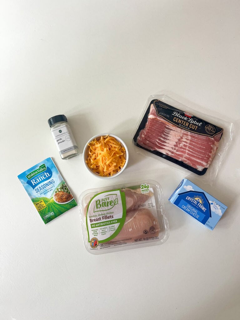 ingredients for Slow Cooker Creamy Ranch Chicken With Bacon