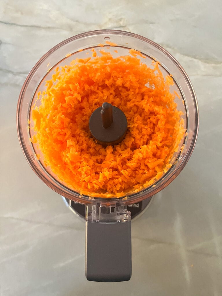 diced carrots in a food processor