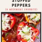 Pinterest Pin for Italian Stuffed Peppers with Meat Sauce