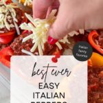 Pinterest Pin for Italian Stuffed Peppers with Meat Sauce