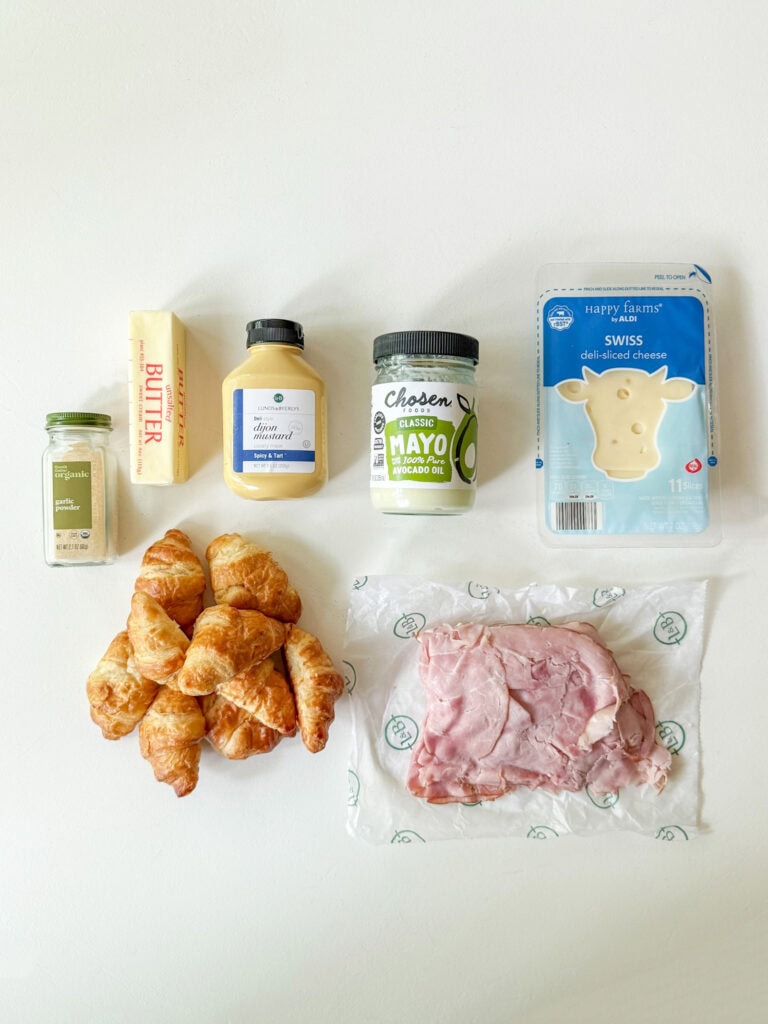 ingredients for Mini Ham and Cheese Croissant Sandwiches