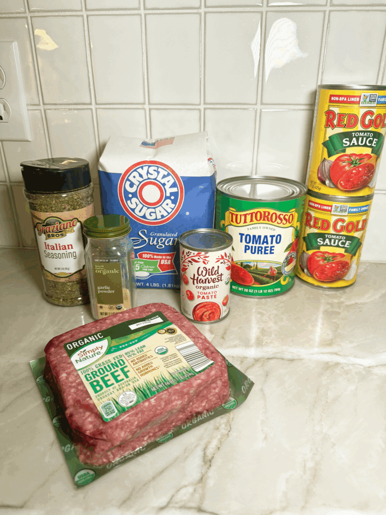 ingredients for Homemade Italian Meat Sauce