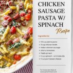 Spinach and Artichoke Dip Pasta Bake with Chicken Sausage Pinterest pin