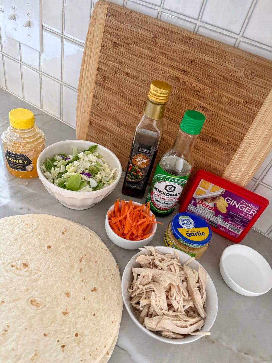 Ingredients for Asian Chicken Wraps