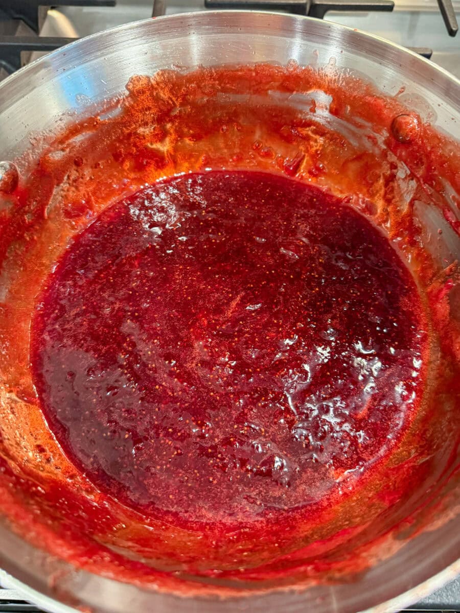 Homemade Strawberry Jam (No Pectin) in saucepan